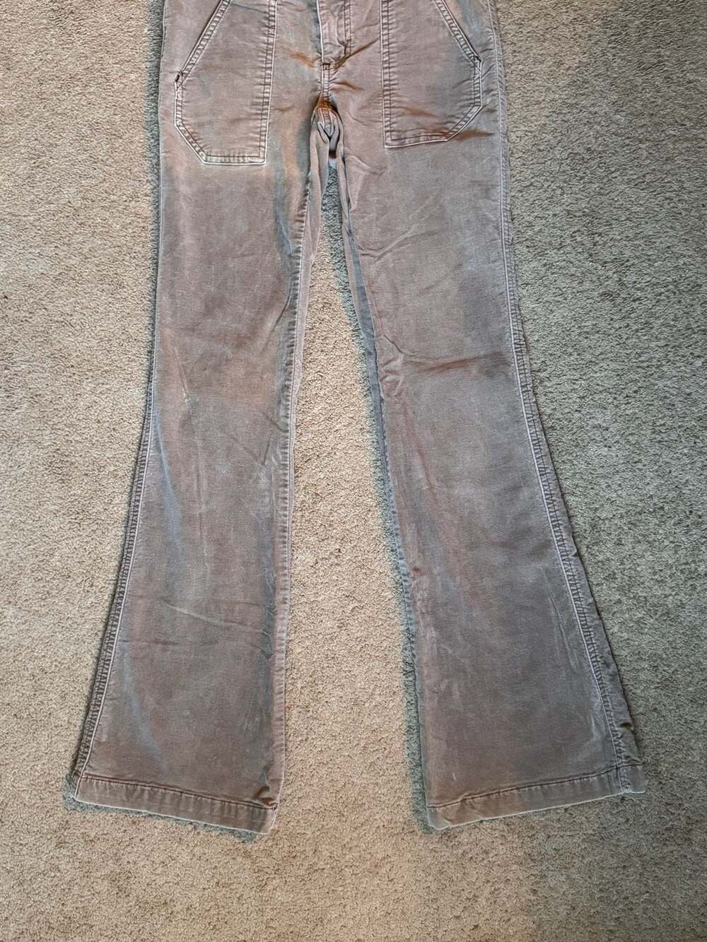 Boho Y2K Low Rise Flare Pants Indie Cargo Pocket Desert Vintage Festival Core - Picture 4 of 8